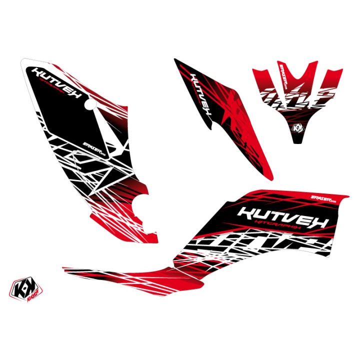 Kit Déco Quad Eraser Yamaha 250 Raptor Rouge Blanc (2008-2014)